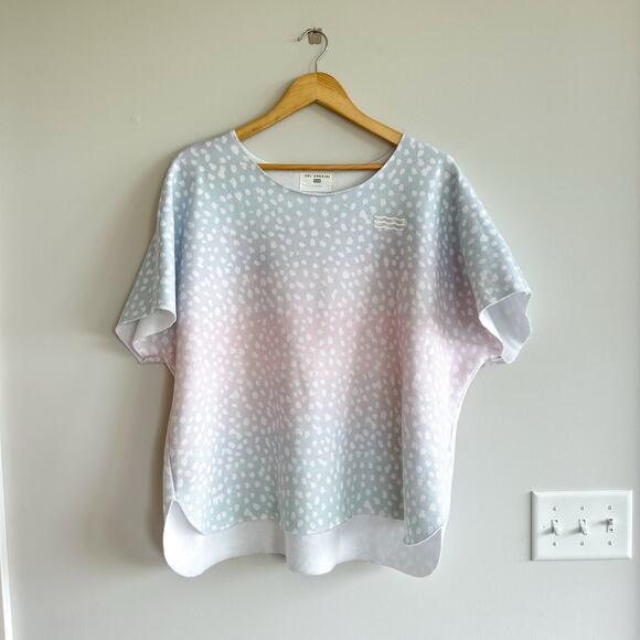 Sol Angeles Ombre Dalmation Slouch Short Sleeve Top Blue L - Picture 2 of 6